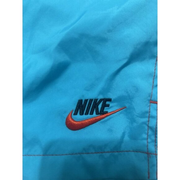 Nike Logo Embroidered  Teal & Dark Orange Woven Sports Shorts Size Medium - Picture 8 of 11